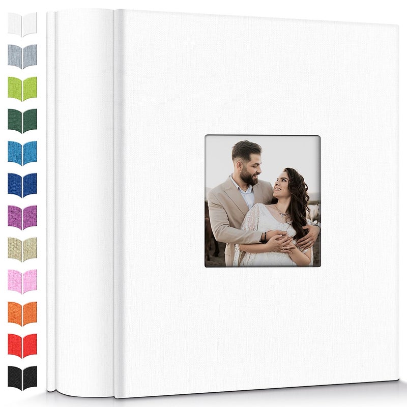 Artfeel Photo Album 4x6 with 1000 Pockets,Slip-in Picture Albums,Linen Cover Memory Book with Front Window,White Page Vertical Photo Book for Wedding,Family,Anniversare,Baby,Vacation - Image 1